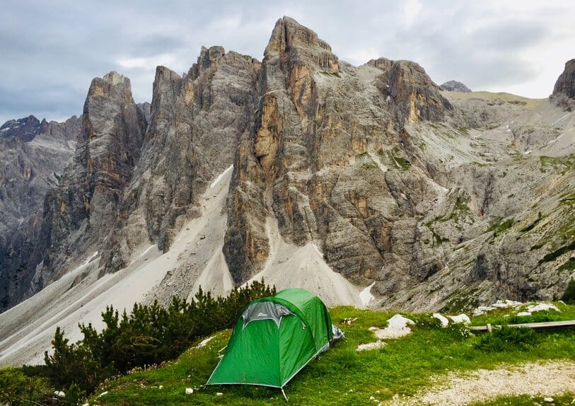 Camping in  mountains near Tre Cime di Lavaredo