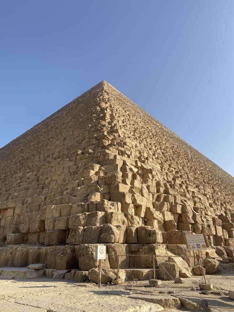 Egyptian pyramid in Giza from the corner