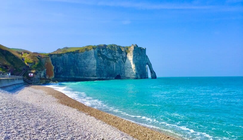 The white cliffs of Etretat from the beach