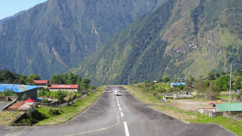 the Lukla Airport runway in Nepal