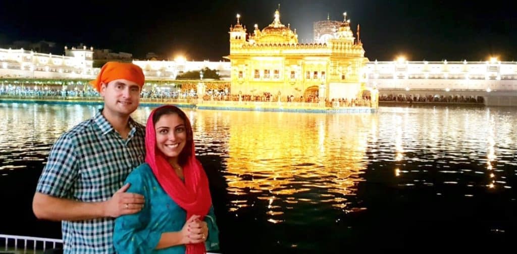 Chris Heckmann and Nimarta Bawa at the Golden Temple in Amritsar