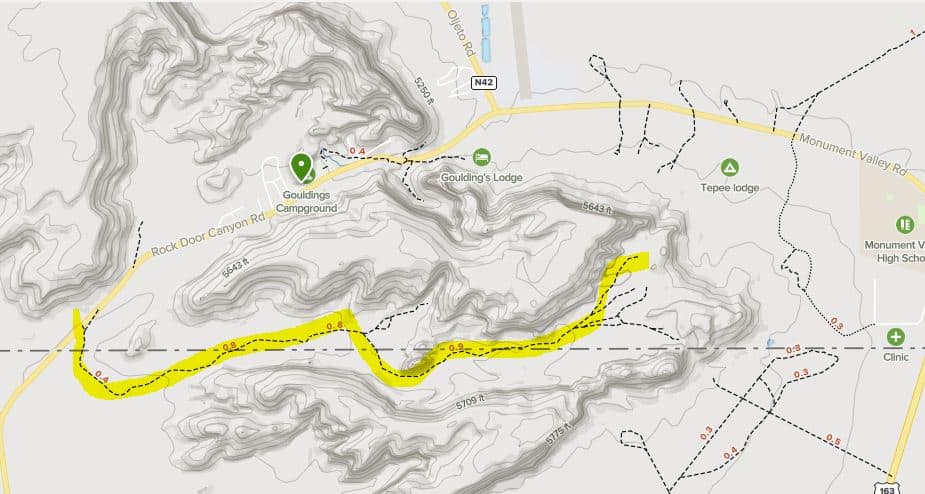 map of a Red Door Mesa hike