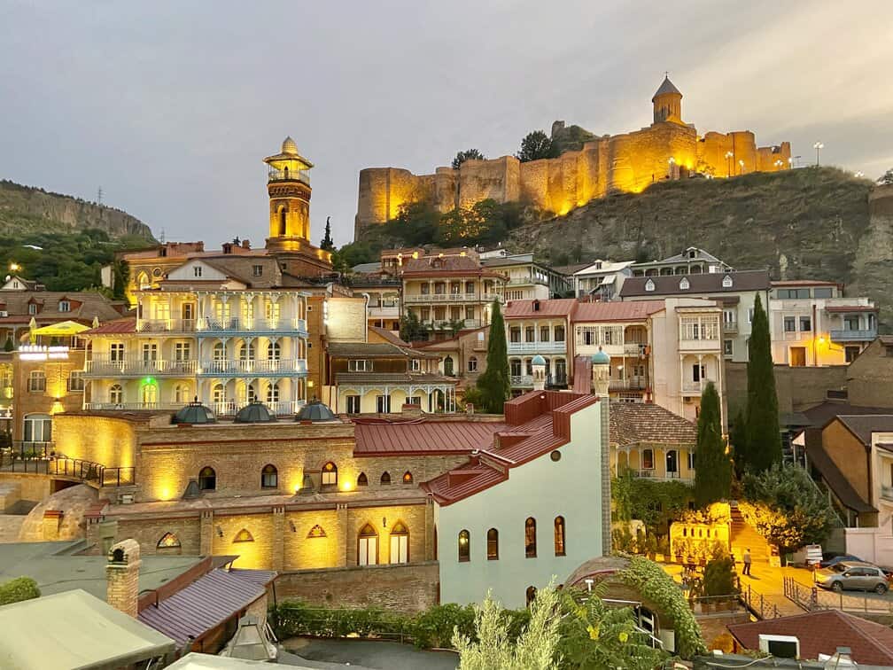 a view of Narikala Fortress in Tbilisi