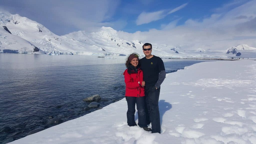Chris Heckmann and Nimarta Bawa on an Antarctica Cruise from Ushuaia 