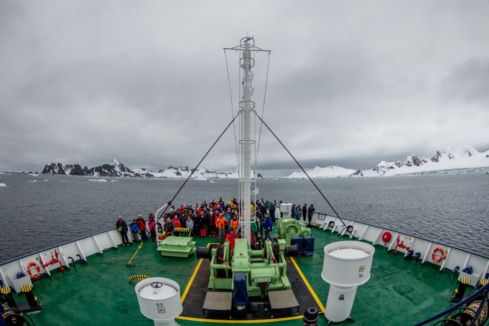 Antarctica Cruise boat with all passengers aboard