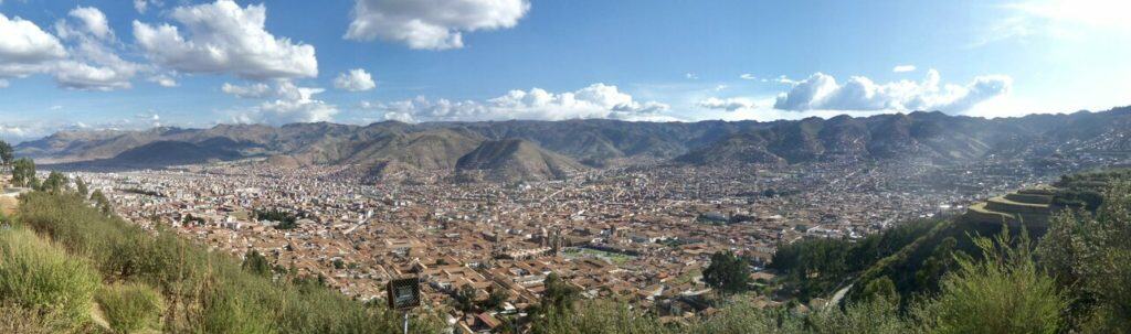Cuzco and the sacred valley as seen from the top of a mountain