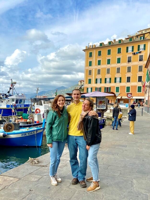 Chris Heckmann with friends at Camogli on the Italian Riviera
