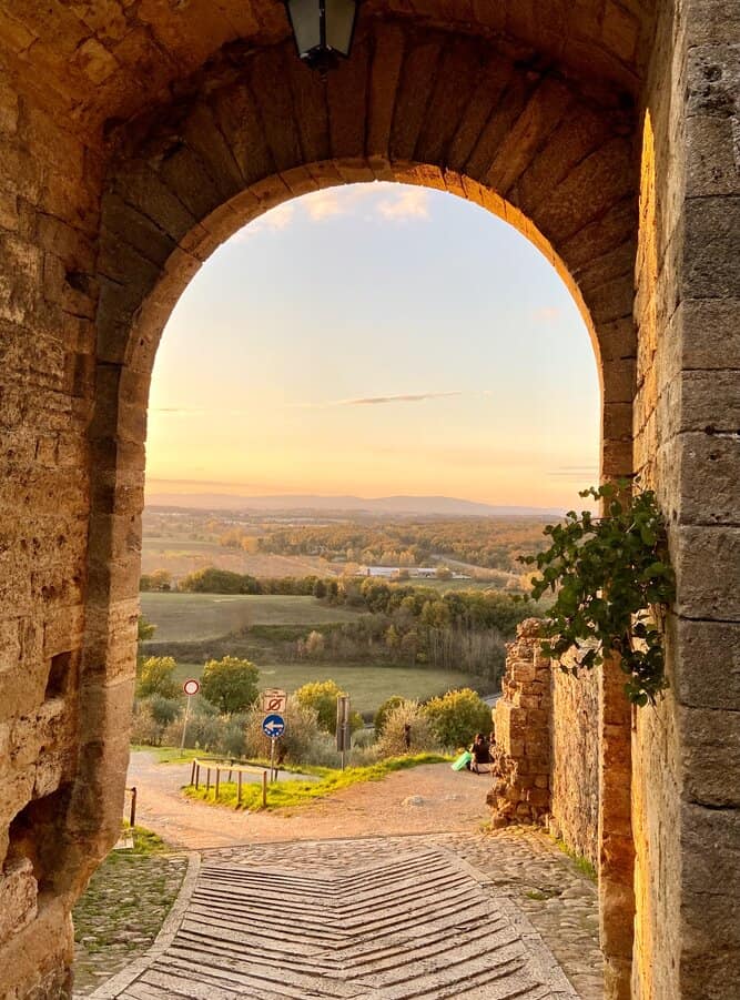 view through the walls of Monteriggioni in Tuscany