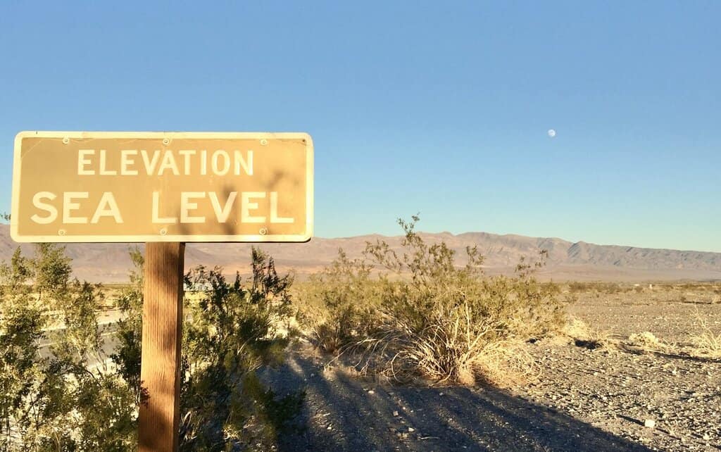 Death Valley elevation sea level sign