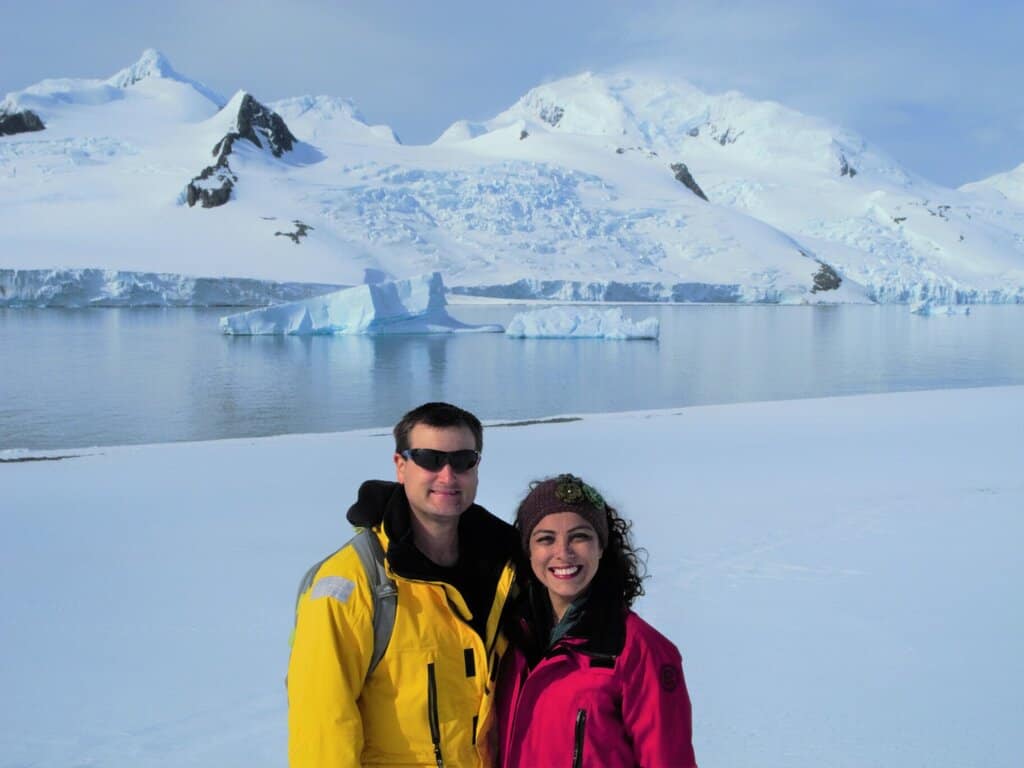 Chris Heckmann and Nimarta Bawa in Antarctica