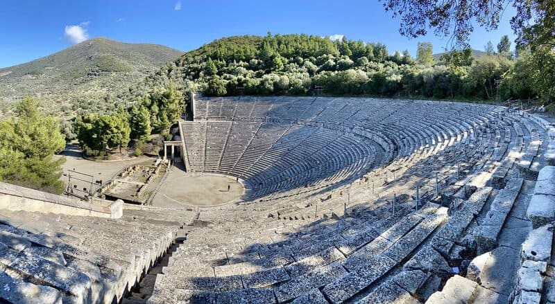 a view of the ancient theater of Epidaurus from the top
