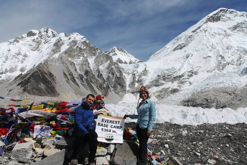 Chris Heckmann and Nimarta Bawa at Everest Base Camp