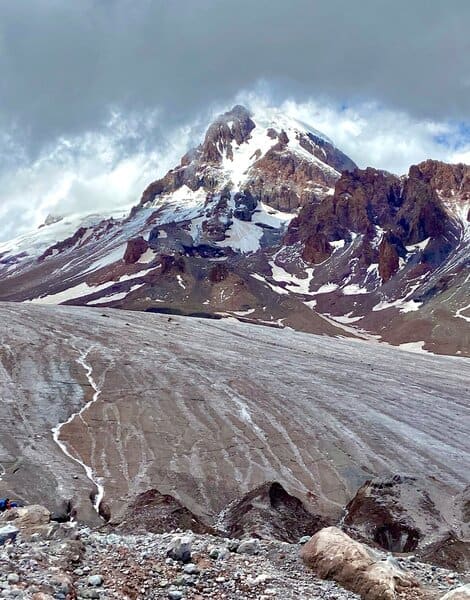 Gergeti Glacier in the mountains of Georgia