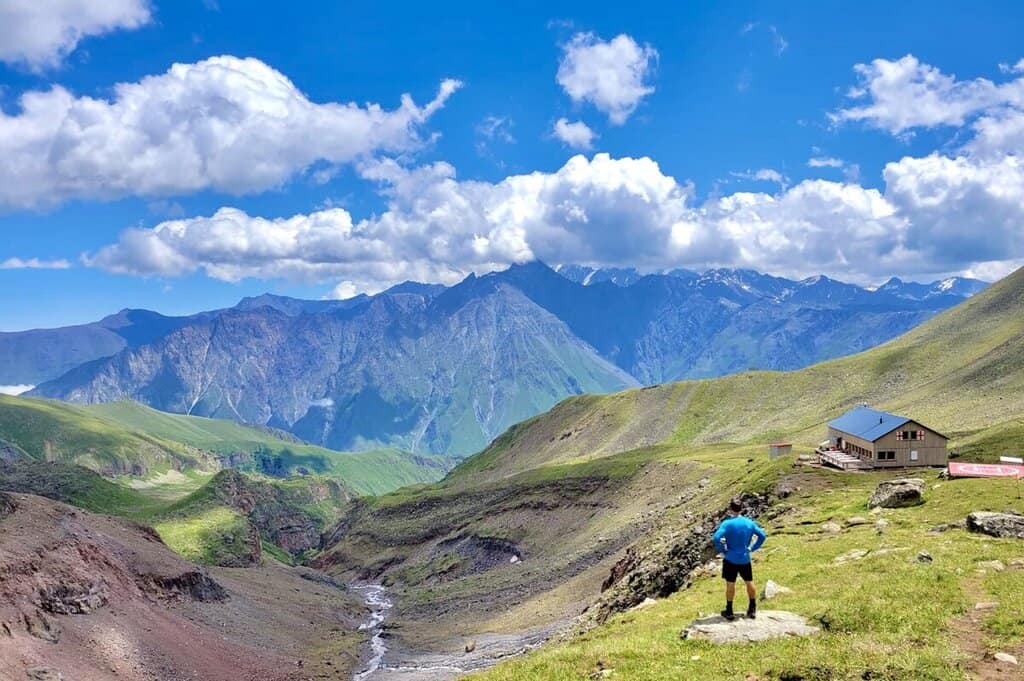 a view of Chris Heckmann in the Caucasus Mountains of Georgia