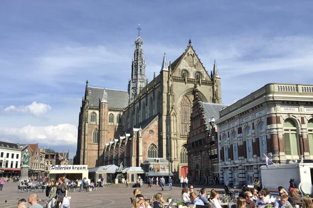 Haarlem Netherlands central square and main catherdral 