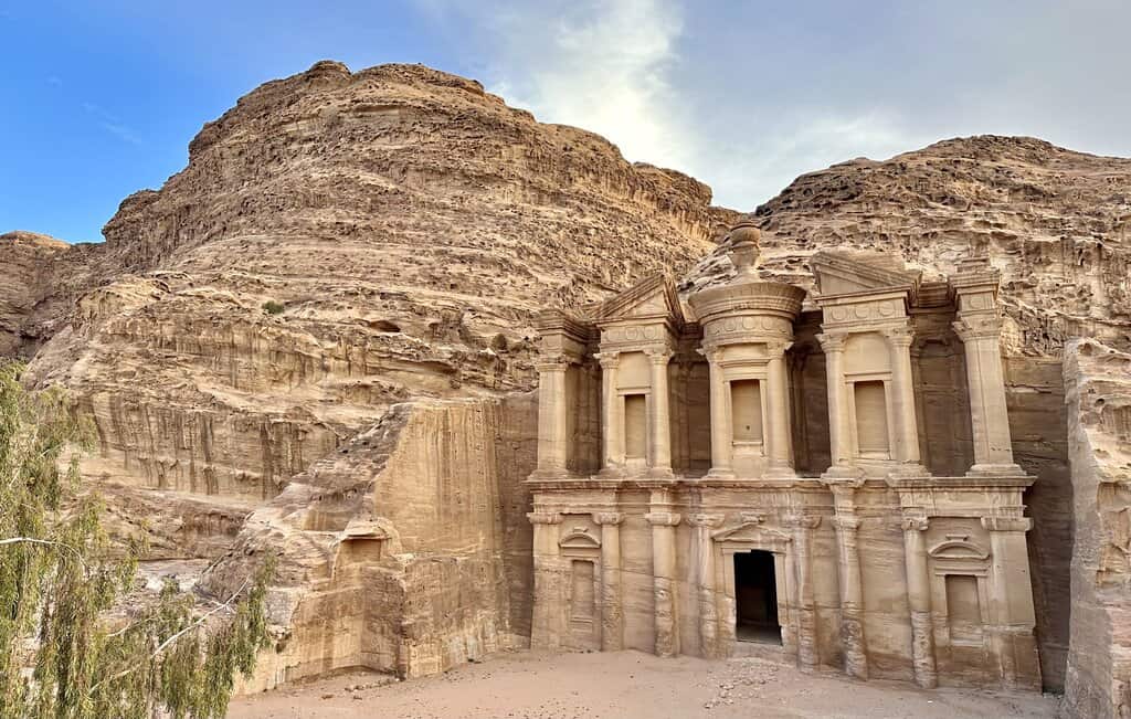The Petra monastery in the morning sunlight
