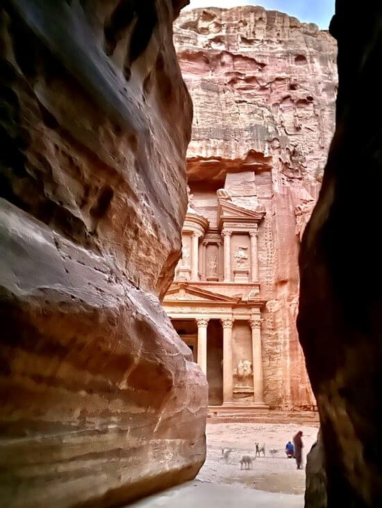 Petra Treasury looking through the Siq