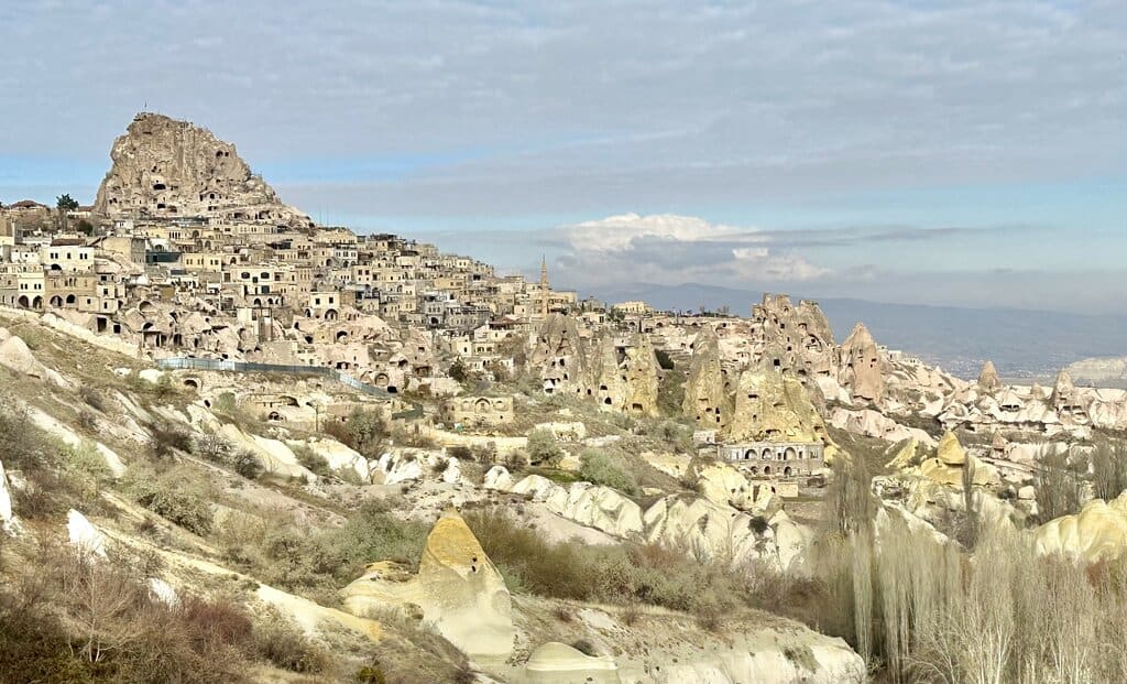 Uchisar Turkey in Cappadocia as seen from Pigeon Valley