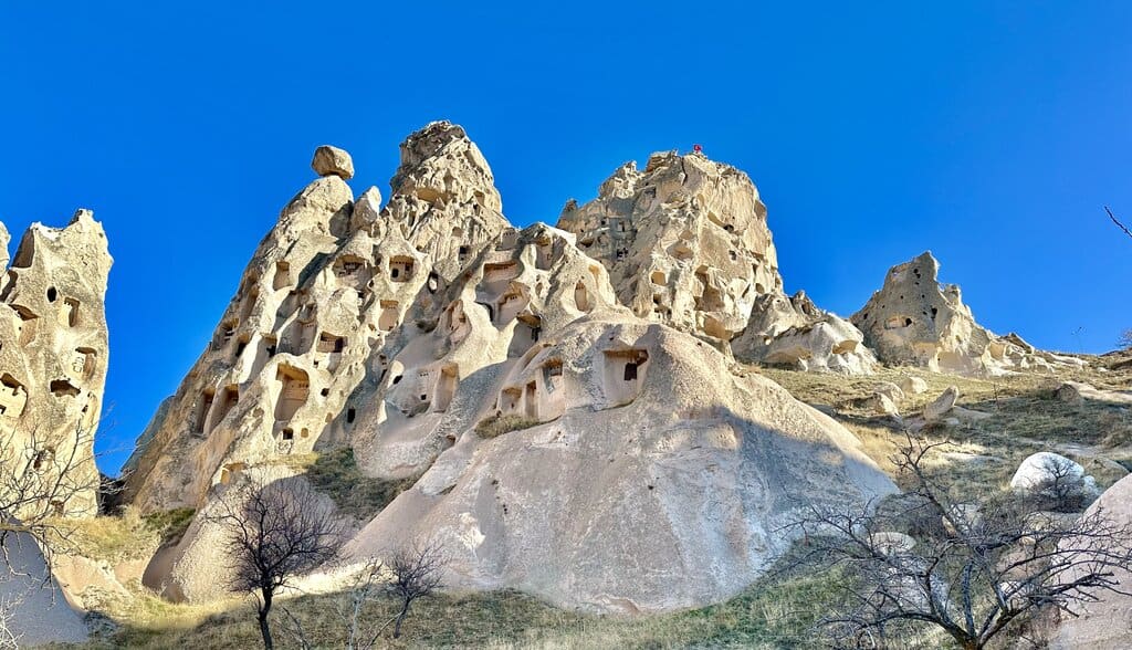 Uchisar Castle in Cappadocia from the outside