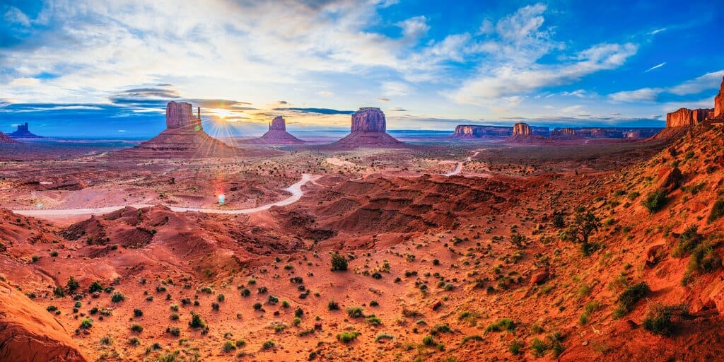 View of Monument Valley, Utah during sunrise