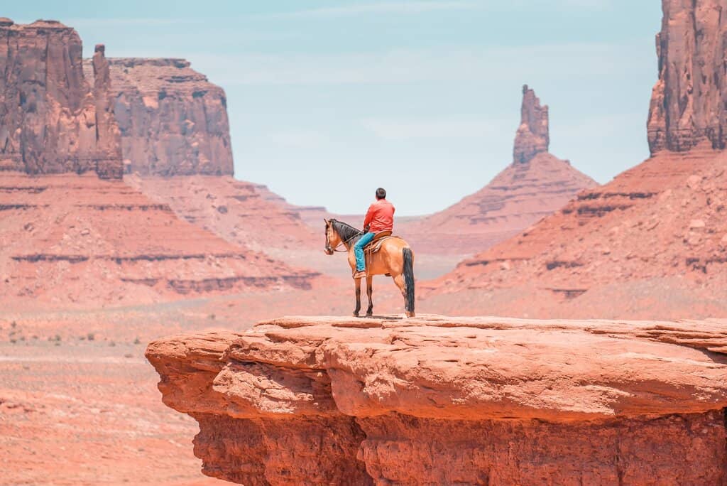 Lone horseman in Monument Valley