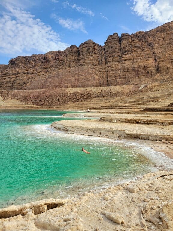 Nimarta Bawa floating in the Dead Sea