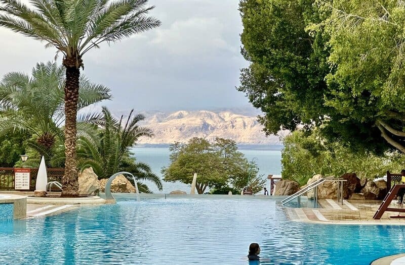 Dead Sea Marriott pool with a view of Israel 