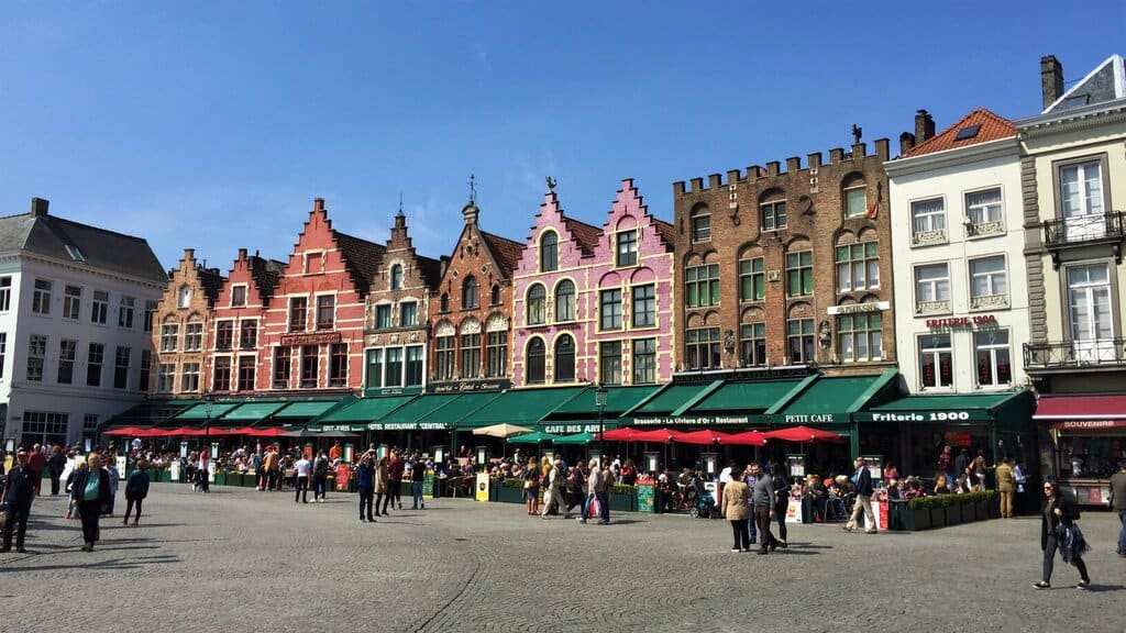photo of the city center main square in Bruges Belgium
