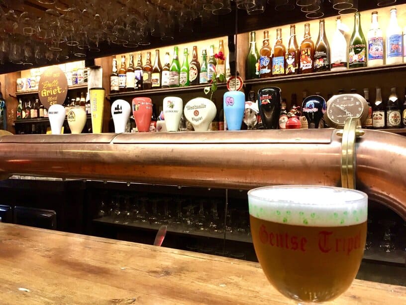 Belgian beer at a bar in Ghent, Belgium