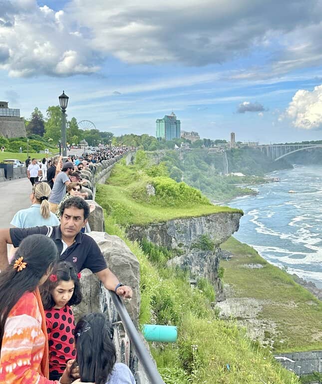 crowded Niagara Falls on the Canada side