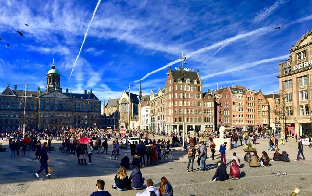 Amsterdam Dam square on a sunny day