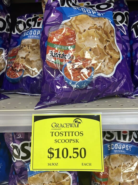 Turks and Caicos prices - tortilla chips in the supermarket