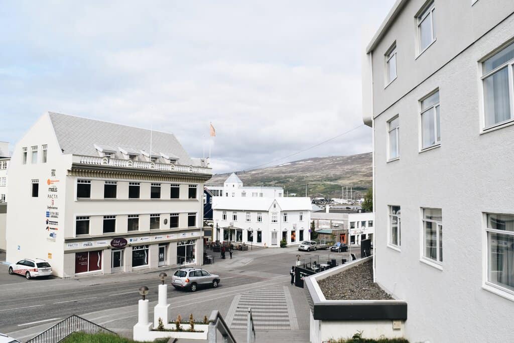 a view of downtown Akureyri, Iceland