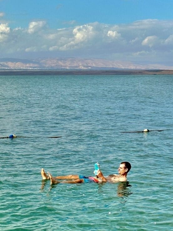 floating in the Dead Sea in Jordan