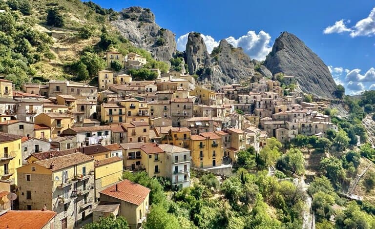 view from the panoramic viewpoint in Castelmezzano Italy