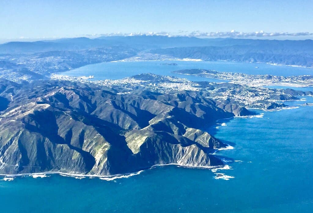 Wellington New Zealand as seen from the sky