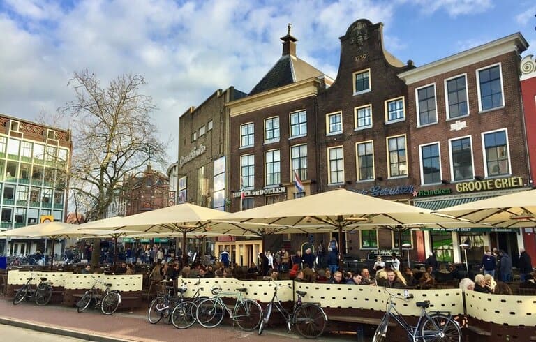 a terrace at a cafe in Groningen