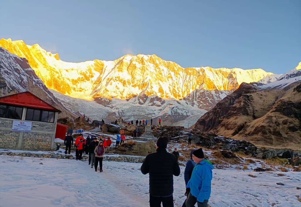 Trekkers on the Annapurna Base Camp Trek in Nepal