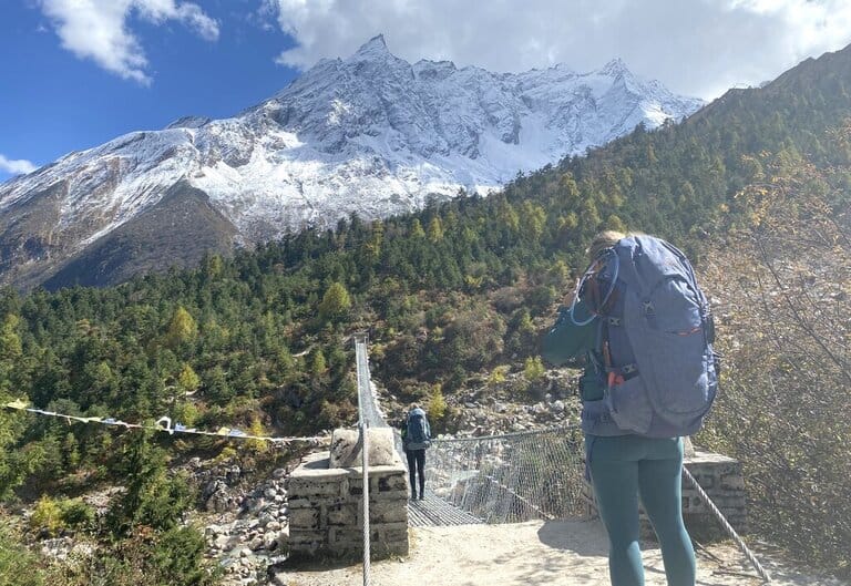 A trekker on the Manaslu Circuit Trek in Nepal