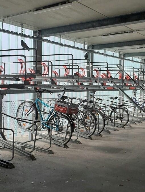 A typical bike parking garage in the Netherlands