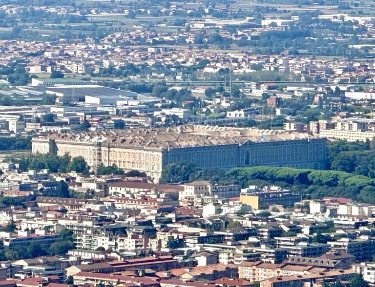 view of the Royal Palace of Caserta from Casertavecchia