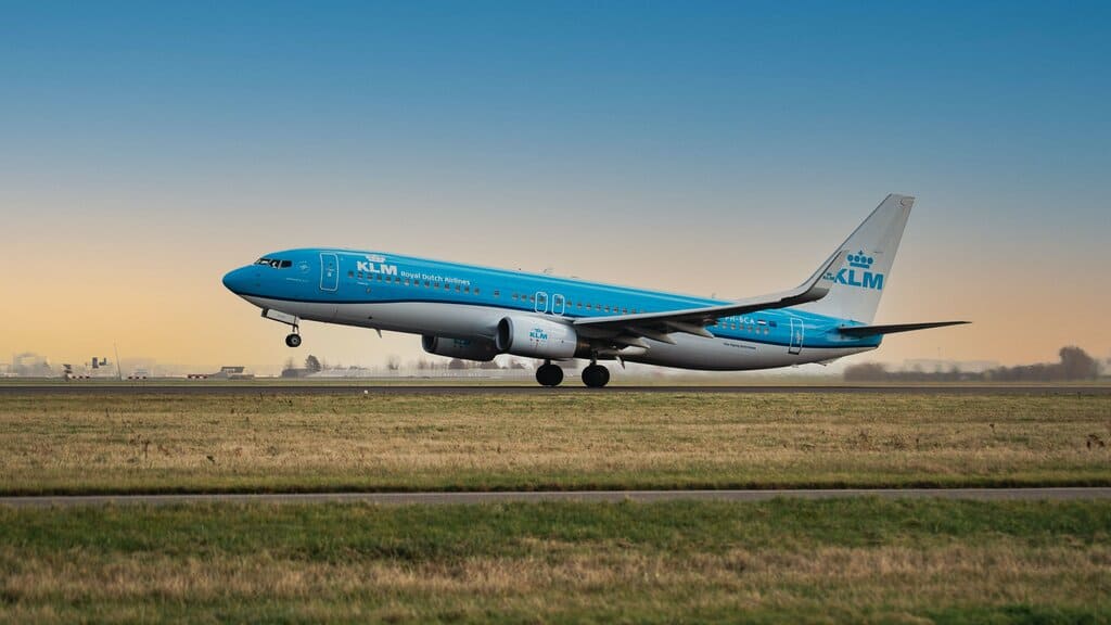 a KLM plane taking off