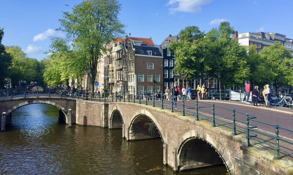 Bridges along a canal in Amsterdam