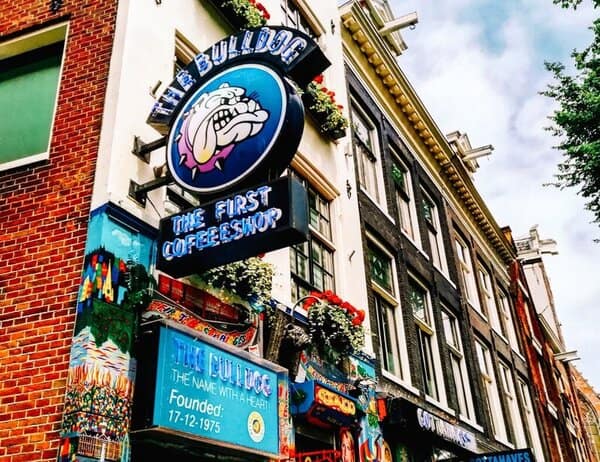 The sign at a coffee shop in Amsterdam