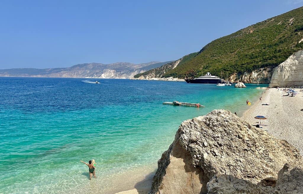 Nimarta Bawa at Fteri Beach in Kefalonia, Greece