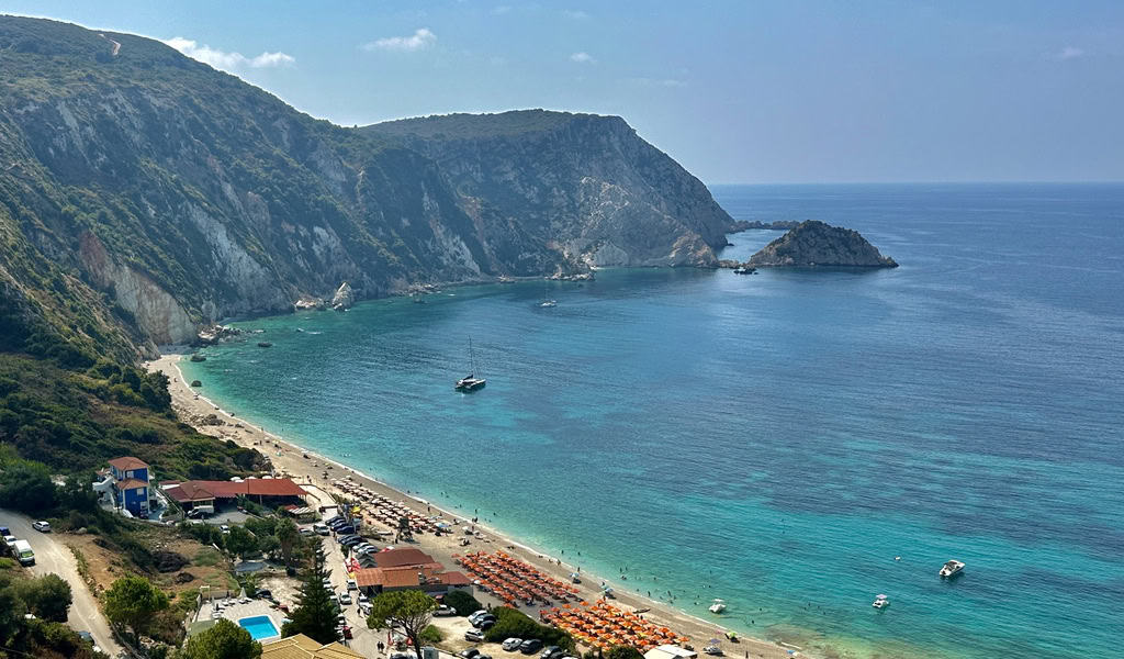 Petani Beach in Kefalonia as seen from above