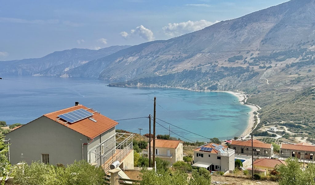 Agia Kiriaki beach in Kefalonia as seen from a house in Zola