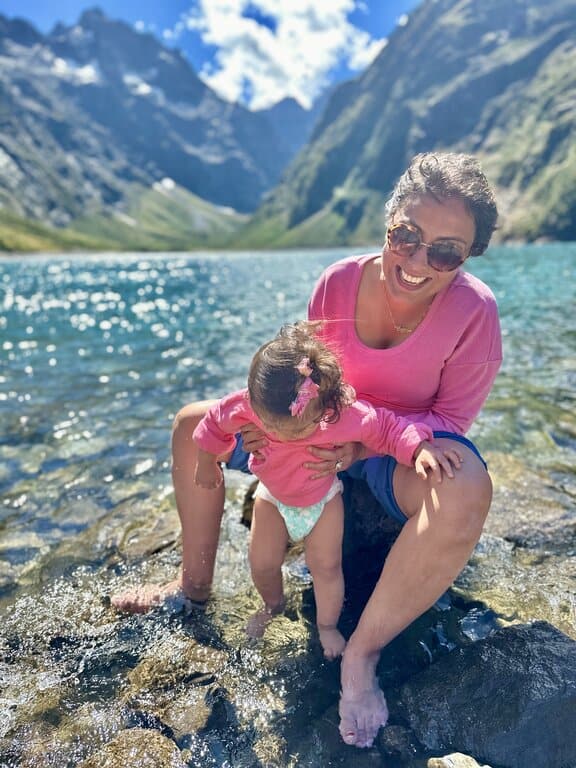 Baby swimming in Lake Marian