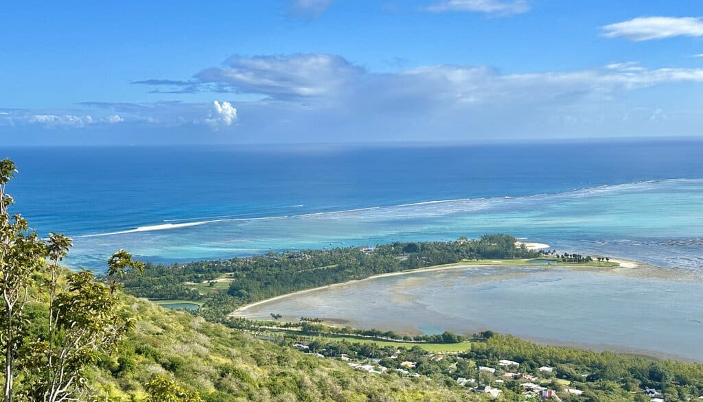 Le Morne Beach as seen from the mountain