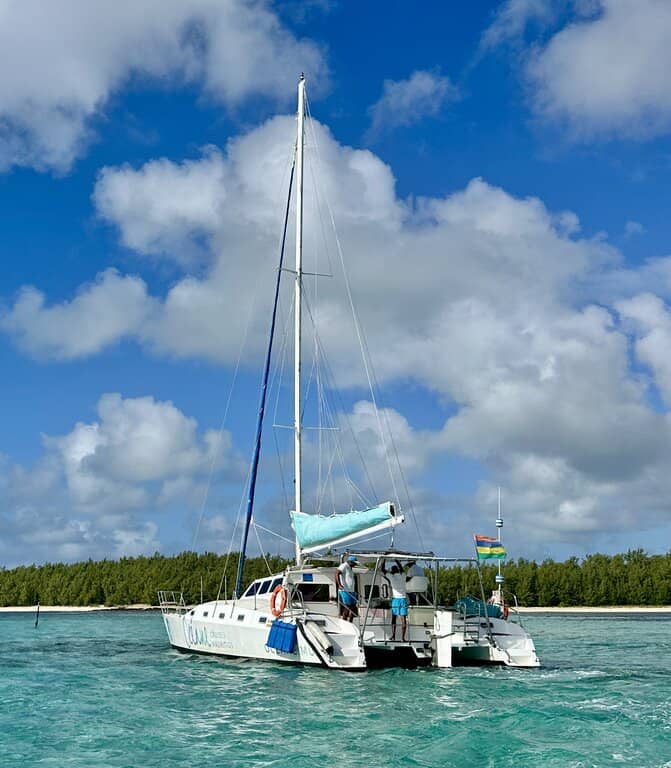 a catamaran in Mauritius